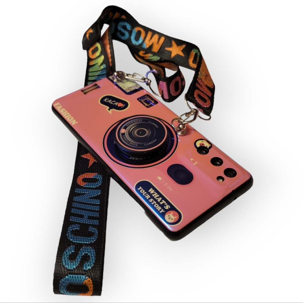Silicone Phone Case with Strap and Pop Socket for Samsung S20FE, Pink